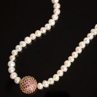 PEARL PURPLE NECKLACE진주목걸이/천연담수진주 6월탄생석/43cm