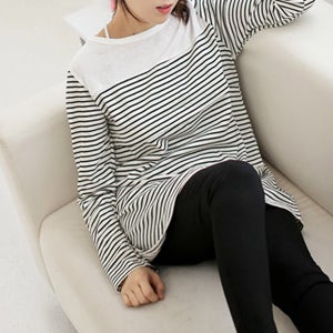 긴팔해피마린수유티- 빅사이즈 수유복 모유 홈웨어