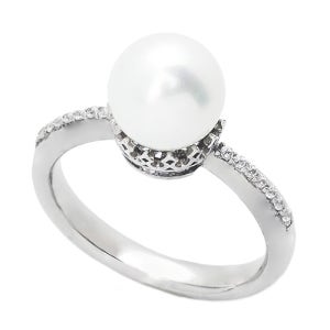 18K 크라운진주 반지 (천연양식진주-해수진주-아코야진주)