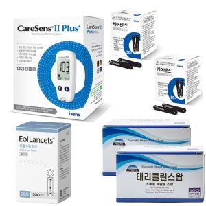 케어센스2 플러스 혈당측정기 시험지110 침210 솜200 당뇨 당 체크 검사기 혈당계