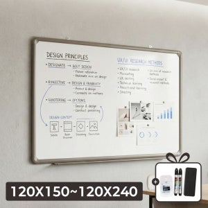 자석 화이트보드 (대형) 학원 강의실 회사 벽걸이형 붙이는 칠판 알루미늄 120X150
