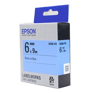 정품 [엡손 EPSON] 라벨테이프 SC6B/SC6B-PX (6mm 청색바탕/검정글씨)/LW-K200BL,OK730,LW-C410,OK1000P,LW-K600,LW-K460,OK5