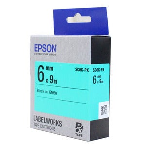 정품[엡손 EPSON] 라벨테이프/SC6G/SC6G-PX (6mm  녹색바탕/검정글씨)/LW-K200BL,OK730,LW-C410,OK1000P,LW-K600,LW-K460,OK5