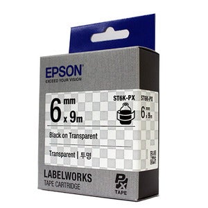 정품[엡손 EPSON] 라벨테이프/ST6K/ST6K-PX (6mm  투명바탕/검정글씨)/LW-K200BL,OK730,LW-C410,OK1000P,LW-K600,LW-K460,OK5