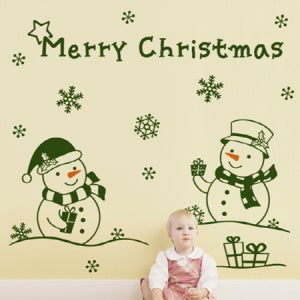 그래픽스티커(hugh-236) 스노우맨BIGT/크리스마스스티커/눈꽃스티커/겨울스티커/눈스티커/크리스마스장식스티커/겨울장식스티커