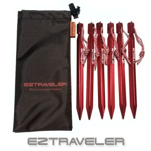 이지트래블러 [알루미늄 18cm Y형 텐트펙 6개세트 + 전용가방] 텐트팩 오토캠핑 단조팩 비박 산행 미니멀캠핑 백패커 솔캠 백패킹