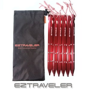 이지트래블러 [알루미늄 그랜드Y형 텐트펙 25cm 6개세트 + 전용가방] 텐트팩 타프팩 단조팩 단조펙 텐트펙 알루미늄팩