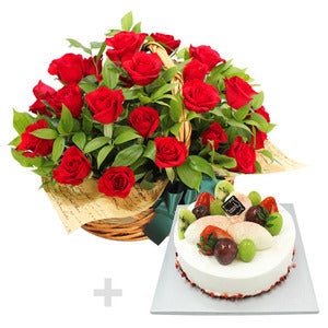 [전국당일배달]케익+꽃바구니1호 파리바게트,파리바케트,파리바게뜨,뚜레쥬르,꽃배달,케이크,전국배송,시어머니생신선물,생일축하,예쁜꽃,선물,장미,부산,대구,광주,인천,대전,울산,광주,배