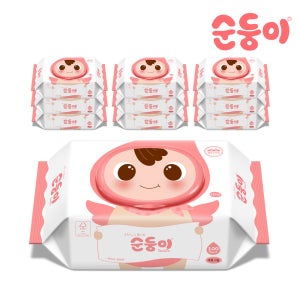 순둥이 베이직 무향 엠보싱 아기물티슈 캡형 100매 10팩 (nBpC-01)