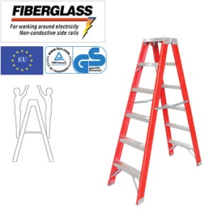비전도체 절연사다리 트윈 1.8M FRP TW-60 하중-150kg 유리섬유 접이식사다리 와이드 A형사다리