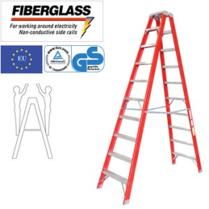 비전도체 절연사다리 트윈 5.0M FRP TW-160 하중-150kg 유리섬유 접이식사다리 와이드 A형사다리