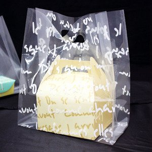 PE불문화이트 링 비닐 쇼핑백 미니(17 + 8 x 25 cm) 50매 / 1000매