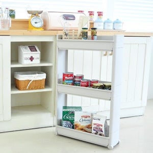 창신리빙 슬림선반 18cm 3단 틈새선반 트롤리