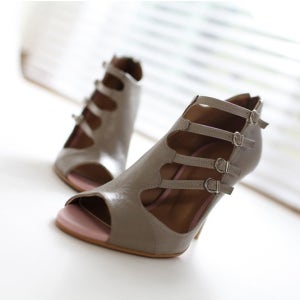 [소가죽수제화]버클장식 오픈 부티힐 발편한구두