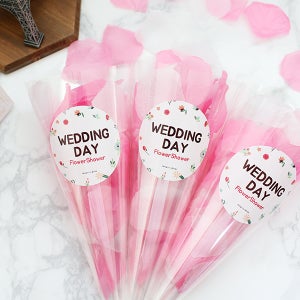 결혼식 꽃가루 꽃잎 컨페티 플라워샤워 재료 풀세트 더플라워스티커 고깔6개 꽃잎500장