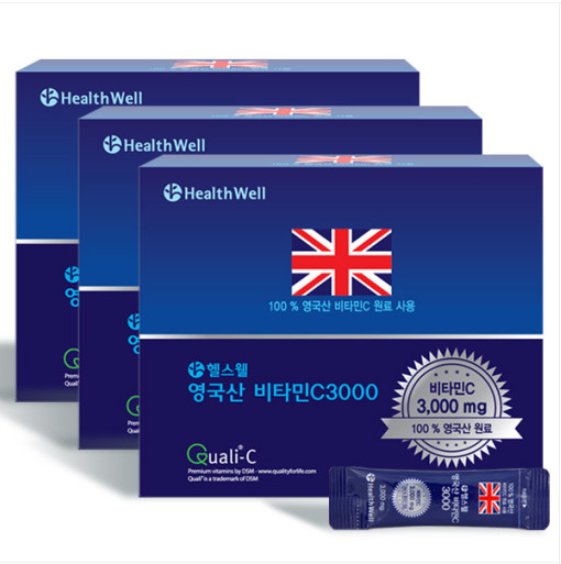헬스웰 영국산비타민c 3000mg 300포 Qualic마크+파인분말
