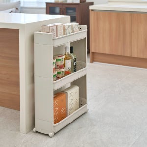 창신리빙 틈새 바퀴 선반 이동식 트롤리 수납장 18cm 3단