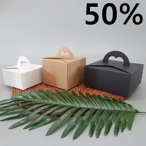 미니케익손잡이상자 화이트 블랙 크라프트 50매