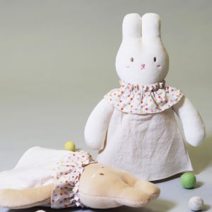 슈톨렌 멜로우 딸랑이 토끼 애착인형 오가닉 신생아 아기 출산 선물 (27cm)