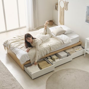 에이바 학생 침대 무헤드 수납 슈퍼싱글침대 세트 매트리스 포함 SS