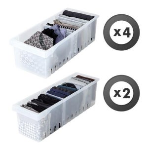 다용도칸칸 정리트레이 리빙박스 6개세트 (대 4개+소 2개)