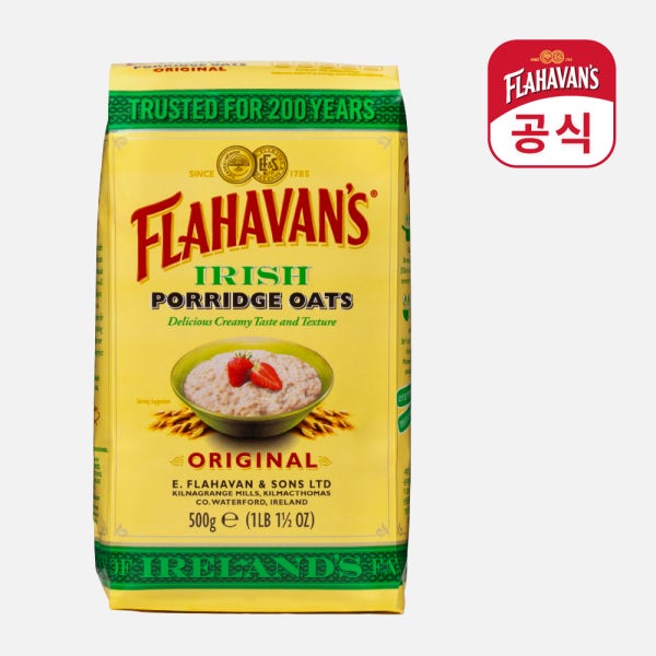 플라하반 포리지 오트밀 500g 롤드 아기 이유식 식사 대용 바로먹는 압착 귀리 고단백