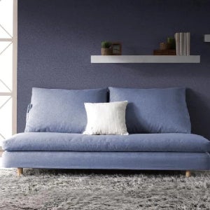 [티모드] 무소음 패션침대 슈퍼싱글SS 등쿠션+라텍스패드 세트형C-보니토 블루컬러- 리커버+원목다리