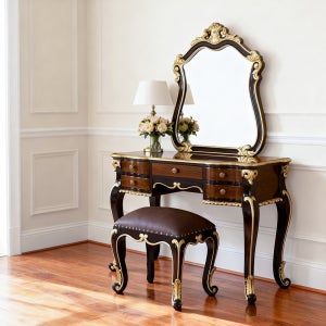 유캐슬 벤티 원목 수납 침실 엔틱 콘솔 화장대 세트