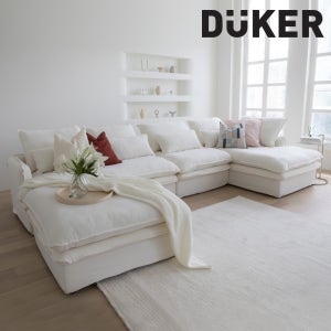 1+1커버증정 DK032 4인 코튼 화이트 카우치 R 워셔블 풀커버링 구스다운 패브릭소파