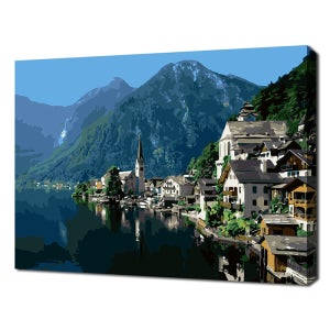 에코솔 셀프페인팅 할슈타트 호수마을 26색 풍경화 40x50cm 명화 그리기 DIY 취미
