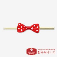 6452. 칼라타이리본(땡땡이)-적색 100pc