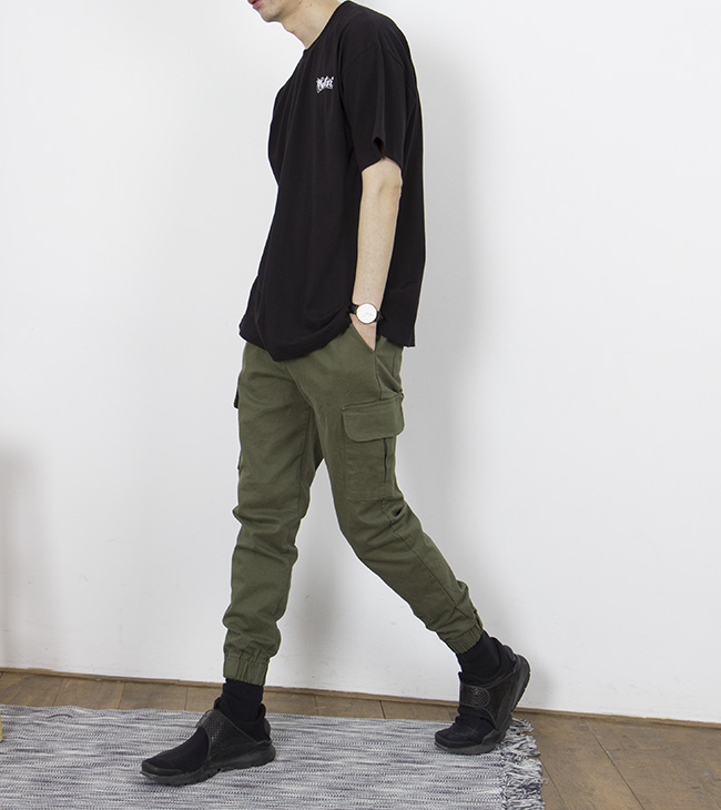남자 빅사이즈 워싱 카고 조거 팬츠 4XL