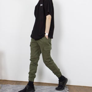 남자 빅사이즈 워싱 카고 조거 팬츠 4XL