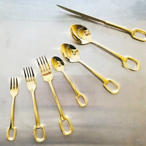 골드 커트러리 포크 나이프 양식기 (디저트스푼 14.3cm)