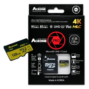 에이스원 프로 ACEONE PRO MicroSD 128GB 국산 초고속 4K MLC V60 U3 Class10 메모리 카드