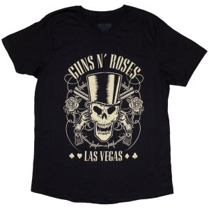 [XL 국내배송] 공식 GUNS N ROSES 건즈 앤 로지스 Top Hat, Skull & Pistols Las Vegas 반팔 티셔츠