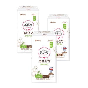좋은느낌 팬티라이너 좋은순면 일반 40개입x3팩