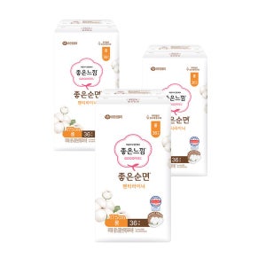좋은느낌 팬티라이너 좋은순면 롱 36개입x3팩
