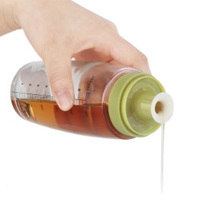 시노글라스 실리콘 원형 열탕소독가능 새지않는 유리 오일병 300ML