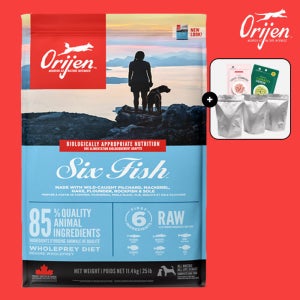 (소분팩+간식) 오리젠 6피쉬독 11.4kg
