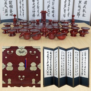 남원목기 제사 제기세트 물푸레제기47p 제기함 병풍6폭