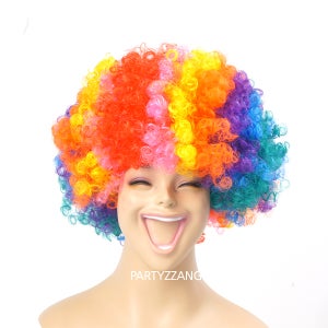 디스코 뽀글이 폭탄 파마 가발 분장 소품 레인보우