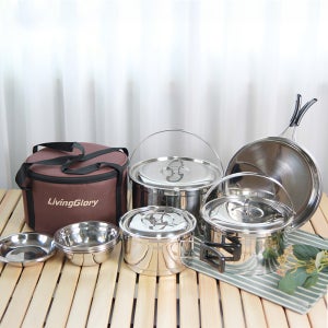 리빙글로리 트렌디 코펠 세트/스텐 냄비 식기 그릇 캠핑 캠핑용 낚시용 여행 여행용 백패킹