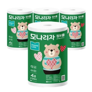 모나리자 점보롤 대용량 2겹 롤화장지 220m 4롤, 4팩