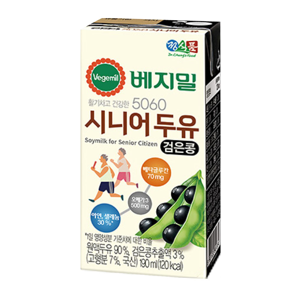 Jeong Food Vegemil 5060 Senior Soy Milk with Black Beans, 48 packs