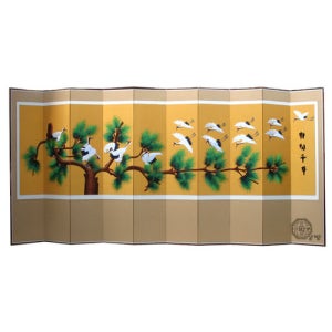 금사송학 연결10폭 자수병풍+(특허)버팀고무 고정장치증정/병풍/제사용병풍