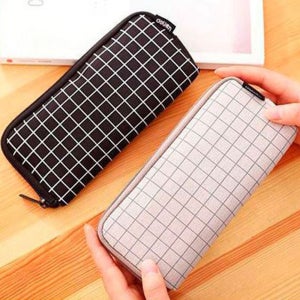 체크 격자 문구 수납 파우치 필통 신학기 새학기 준비물 모던 필통