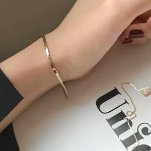 토프 스네이크 체인 팔찌 - 14k 2mm 볼드 뱀줄 기본 민자 금 팔찌