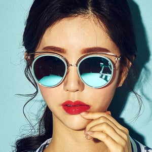여자 메탈 콤비 미러 캣츠선글라스