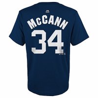 Brian McCann 뉴욕 양키즈 MLB Majestic Youth’s Navy Blue Player Name & Number 져지 티셔츠